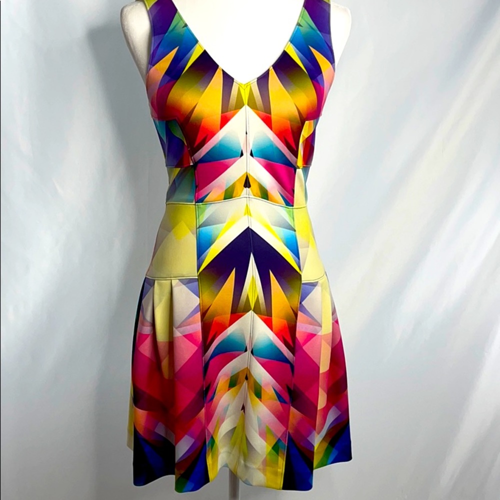 Nicole Miller Artelier Scuba Rainbow Dress Size S
